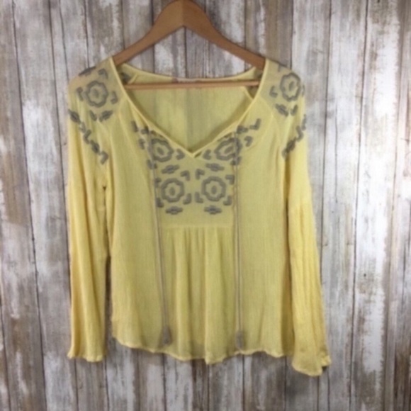 Altar'd State Yellow Embroidered Blouse - Picture 9 of 11